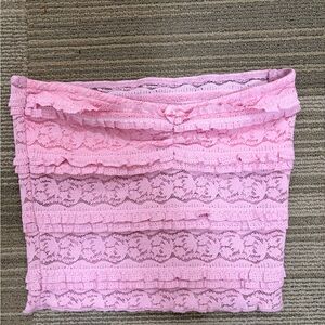 SHEIN Pink Lace Ruffle Top